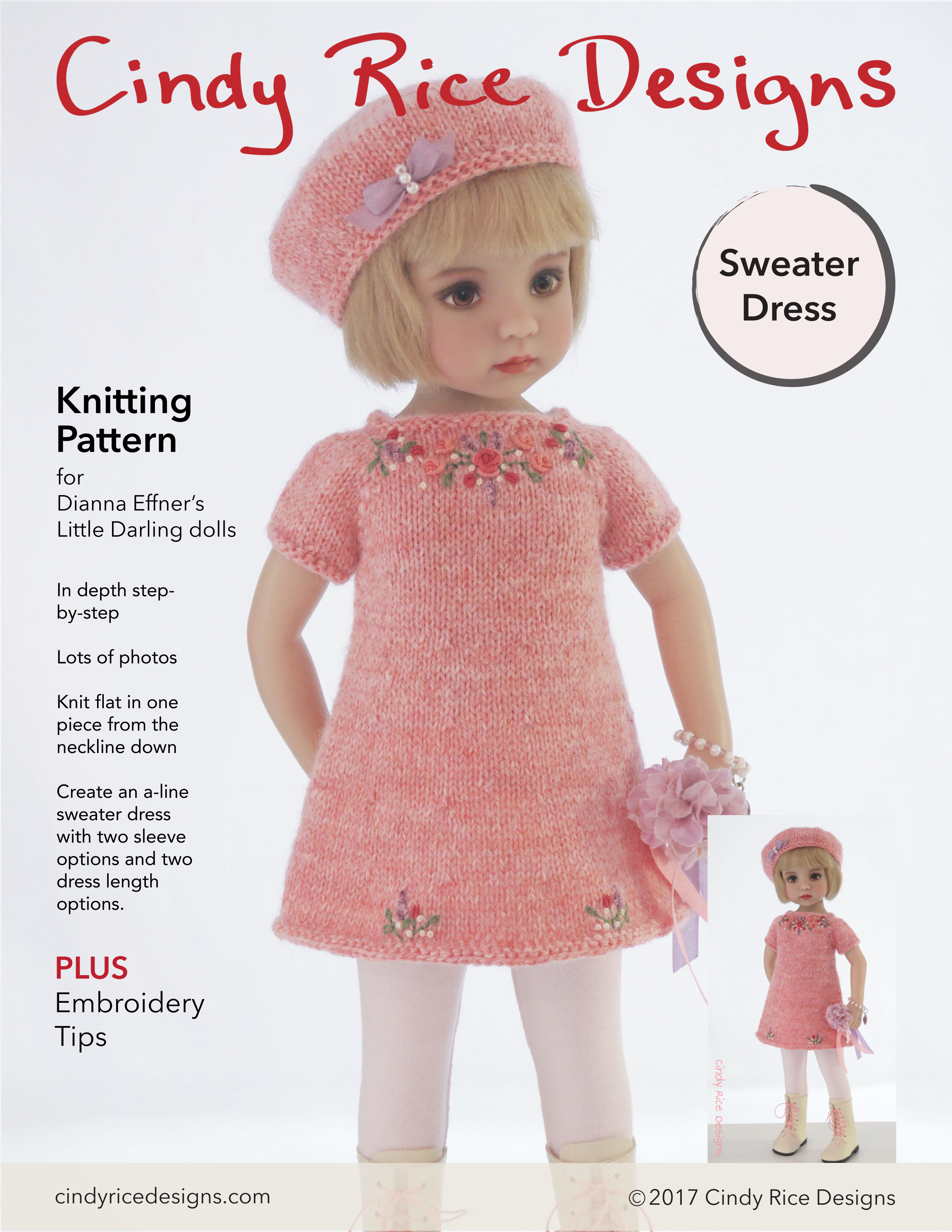 navy blue dress for baby girl A-line Knit Dress Pattern: XXS-10XL, Autumn Winter (PDF Pattern) main image 0